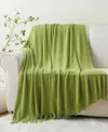 Battilo Classic Textured Ribbed Knit Throw, 50" X 60" In Apple Green