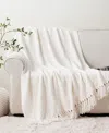 Battilo Classic Textured Woven Micro Chenille Throw, 50" X 60" In Cream