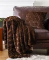 Battilo Cozy Carved Wave Faux Fur Throw, 50" X 60" In Brown