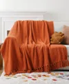 Battilo Herringbone Chenille Knit Throw, 60"x 80" In Orange