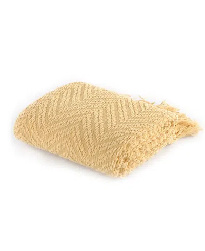 Battilo Knit Zig Zag Textured Woven Micro Chenille Throw, Extra Large In Yellow