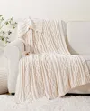 Battilo Lifestyle Cable Knit Chenille Throw, 51" X 67" In Cream
