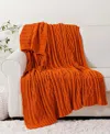 Battilo Lifestyle Cable Knit Chenille Throw, 51" X 67" In Orange