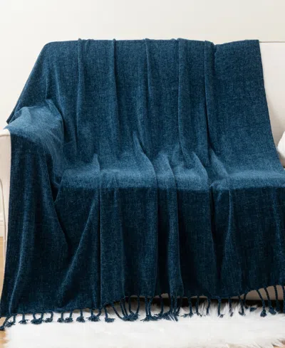 Battilo Lifestyle Chenille Throw With Fringe Tassels, 50" X 60"