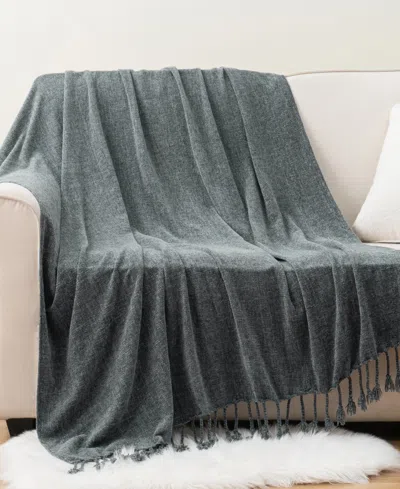 Battilo Lifestyle Chenille Throw With Fringe Tassels, 50" X 60"