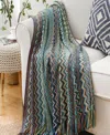 Battilo Lifestyle Colorful Chevron Bohemian Knit Throw, 51" X 80" In Blue