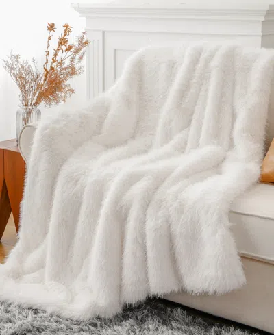 Battilo Lifestyle Faux Fur Throw, 50" X 60" In White