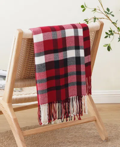 Battilo Lifestyle Plaid Acrylic Throw, 50" X 60" In Red
