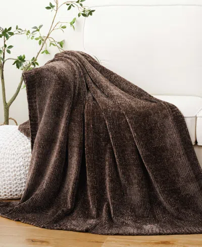 Battilo Lifestyle Solid Woven Micro Chenille Throw, 51" X 67" In Brown