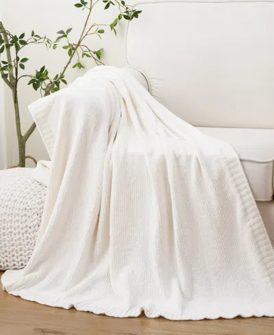 Battilo Lifestyle Solid Woven Micro Chenille Throw, 51" X 67" In Cream