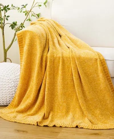 Battilo Lifestyle Solid Woven Micro Chenille Throw, 51" X 67" In Mustard
