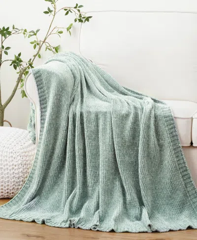 Battilo Lifestyle Solid Woven Micro Chenille Throw, 51" X 67" In Sage Green