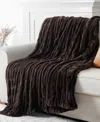 Battilo Luxurious Reversible Rabbit Faux Fur Throw, 50" X 60"