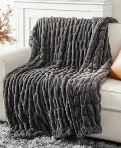 Battilo Luxurious Reversible Rabbit Faux Fur Throw, 60" X 80"