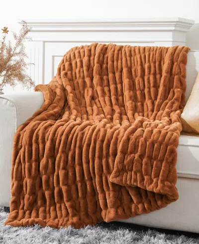 Battilo Luxurious Reversible Rabbit Faux Fur Throw, 60" X 80"