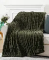 Battilo Luxurious Reversible Rabbit Faux Fur Throw, 60" X 80" In Green