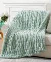 Battilo Luxurious Reversible Rabbit Faux Fur Throw, 60" X 80" In Green