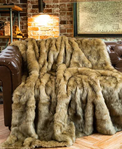 Battilo Luxury Tipped Faux Fur Throw, 50" X 60" In Brown