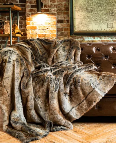 Battilo Luxury Tipped Faux Fur Throw, 60" X 80" In Brown