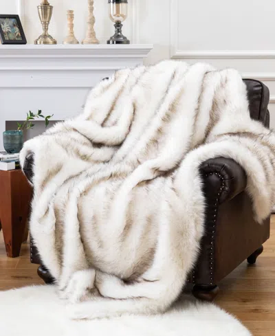 Battilo Luxury Tipped Faux Fur Throw, 60" X 80" In White