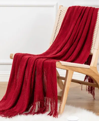 Battilo Multi Chevron Texture Lightweight Throw, 50" X 60" In Red