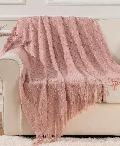 Battilo Texture Triple Zig-zag Lightweight Throw, 50" X 60" In Pink