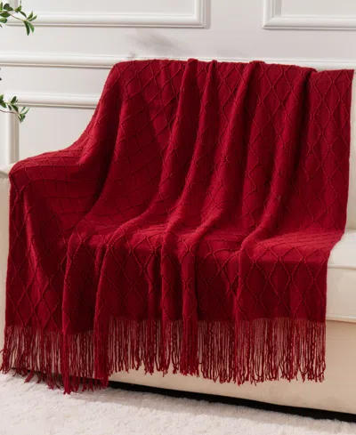 Battilo Texture Triple Zig-zag Lightweight Throw, 50" X 60" In Red