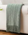 Battilo Texture Triple Zig-zag Lightweight Throw, 50" X 60" In Sage Green