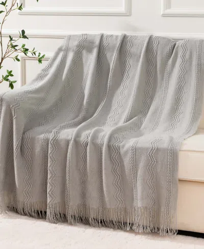 Battilo Texture Triple Zig-zag Lightweight Throw, 50" X 60" In Silver