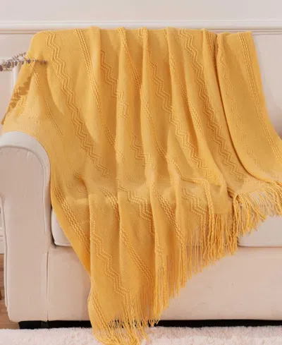 Battilo Texture Triple Zig-zag Lightweight Throw, 50" X 60" In Yellow