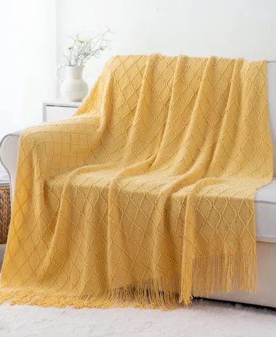 Battilo Texture Triple Zig-zag Lightweight Throw, 50" X 60" In Yellow