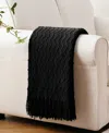 Battilo Wave-link Texture Lightweight Throw, 50" X 60" In Black