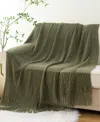 Battilo Wave-link Texture Lightweight Throw, 50" X 60" In Green