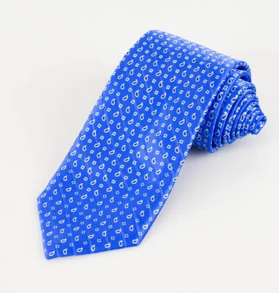 Battisti Napoli Blue With Paisley Pattern 100% Silk Satin Neck Tie