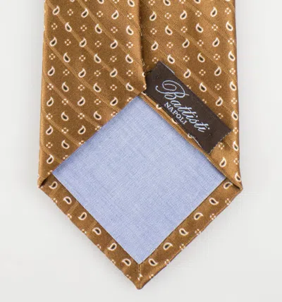 Battisti Napoli Brown Paisley Pattern 100% Silk Satin Neck Tie