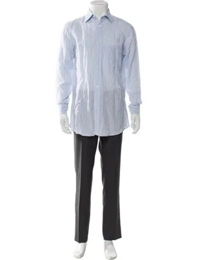 Pre-owned Battistoni Striped Long Sleeve Shirt In Blue