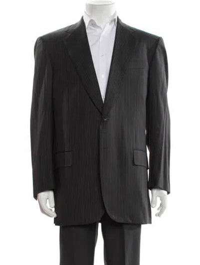 Pre-owned Battistoni Wool Striped Blazer In Black