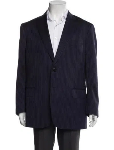Pre-owned Battistoni Wool Striped Blazer In Blue