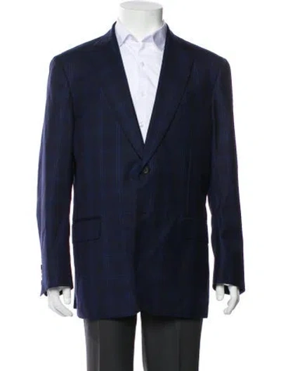 Pre-owned Battistoni Wool Striped Blazer In Blue