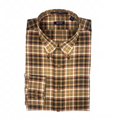 Batton Men's Marsh Non-iron Cotton Sport Shirt In Brown