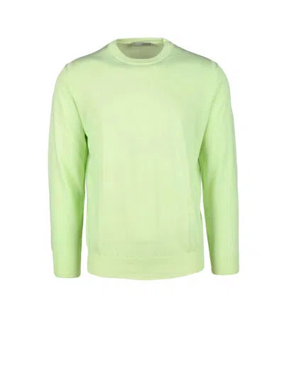 Baturo Cotton Pullover With Classic Crew Neckline In Green Shock