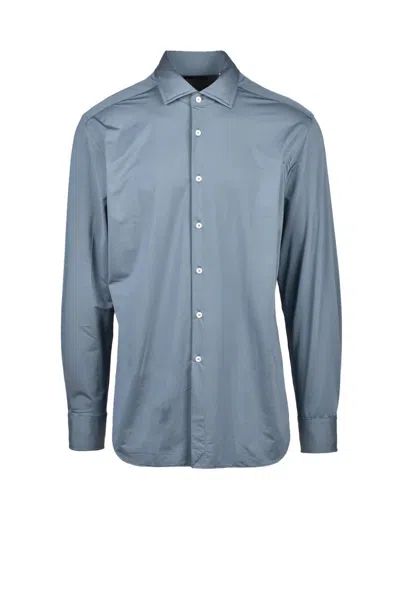 Baturo Green Long-sleeve Polyamide-blend Shirt In Blue