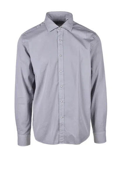Baturo Grey Crewneck Cotton Shirt In White