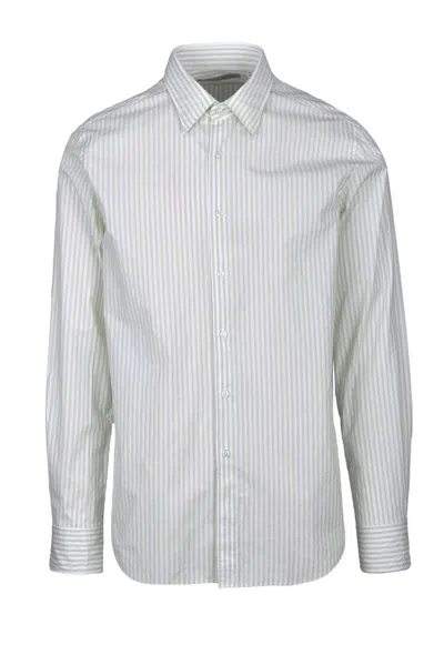 Baturo White/green Cotton Shirt