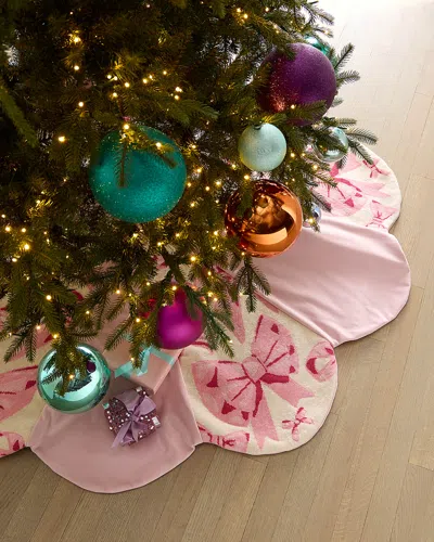 Bauble Stockings X Sainty Nelsen Hand-stitched Pink Scallop Bow Christmas Tree Skirt, 60" In Multi