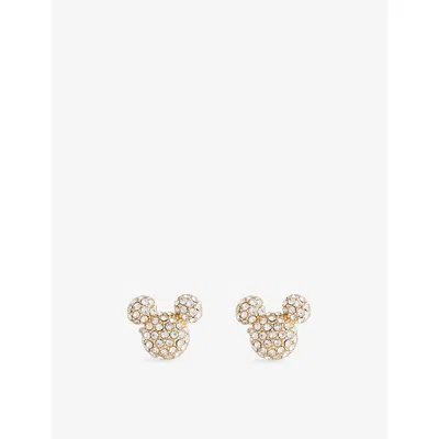 Bauble Womens Mickey Mouse Pave Gold-plated Brass Stud Earrings