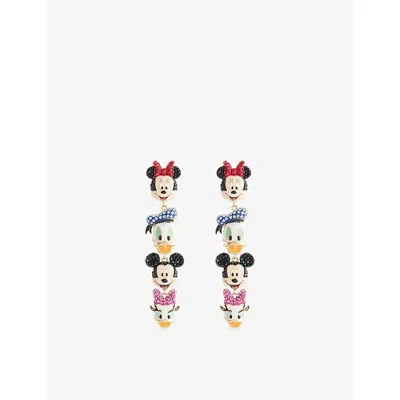 Bauble Womens Bar X Disney Characters Gold-plated Drop Earrings Multi