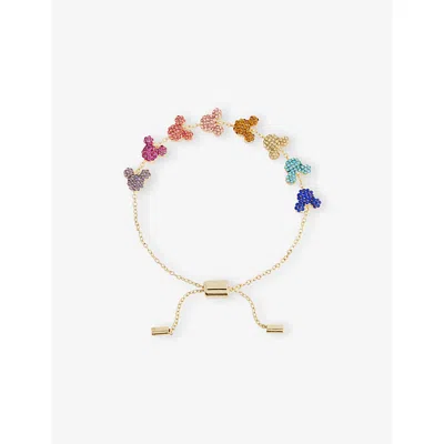 Bauble Womens Bar X Disney Mickey Mouse Pave Gold-plated Brass Bracelet Rainbow In Multi