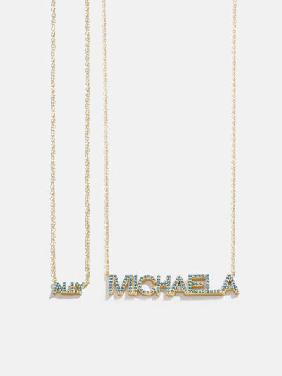 Baublebar 18k Gold Birthstone Custom Nameplate Necklace In Blue