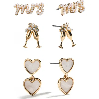 Baublebar 3 Pairs Of Happily Ever After Bridal Earrings In Gold